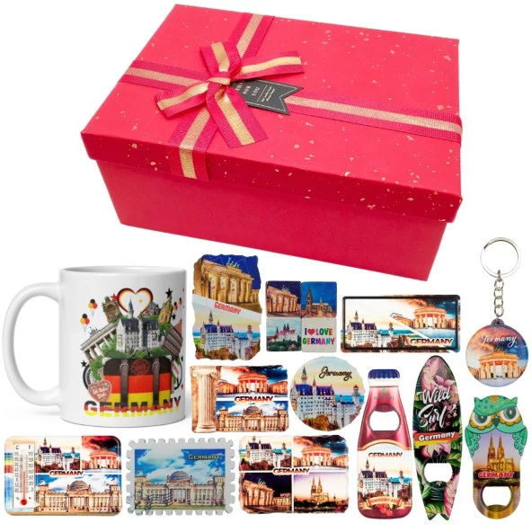 Almanya Hediye Kutusu 10 Parça Kupa Magnet Anahtarlık Kutu ürün görseli