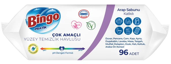 Bingo Clean Yüzey Temizlik Havlusu 96 Yaprak Lavanta Kokulu Plastik Kapaklı (12 Li Set) 1152 Yaprak - Resim 6