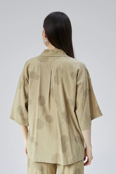 Kadın Haki Oversize Gömlek - Resim 7