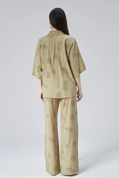 Kadın Haki Oversize Gömlek - Resim 3