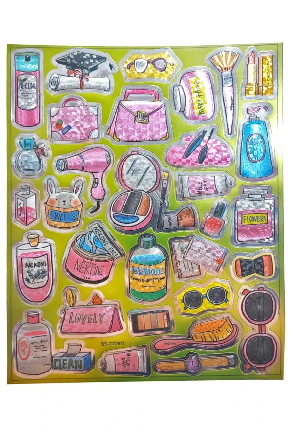 Metalik Sticker Stiker Defter Planlayıcı Etiket (QS001)-25x20 cm- Makyaj Krem