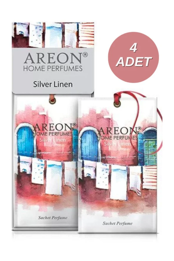 Areon Sachet Perfume Silver Linen Dolap ve Çekmece Kokusu 4'lü