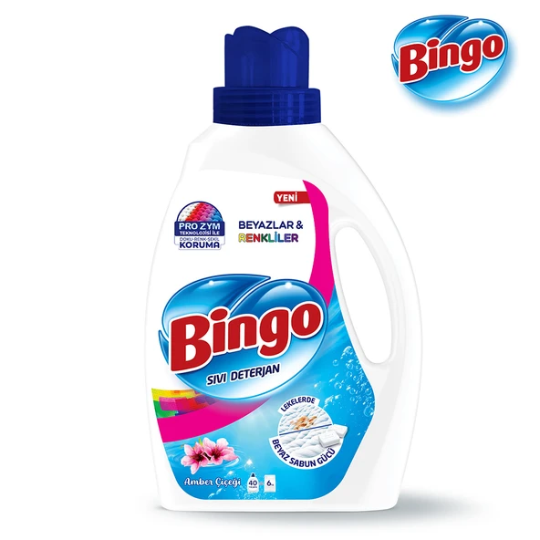 Bingo Sıvı Performans Çamaşır Deterjanı Amber Çiçeği 2600 ml 3lü - 3