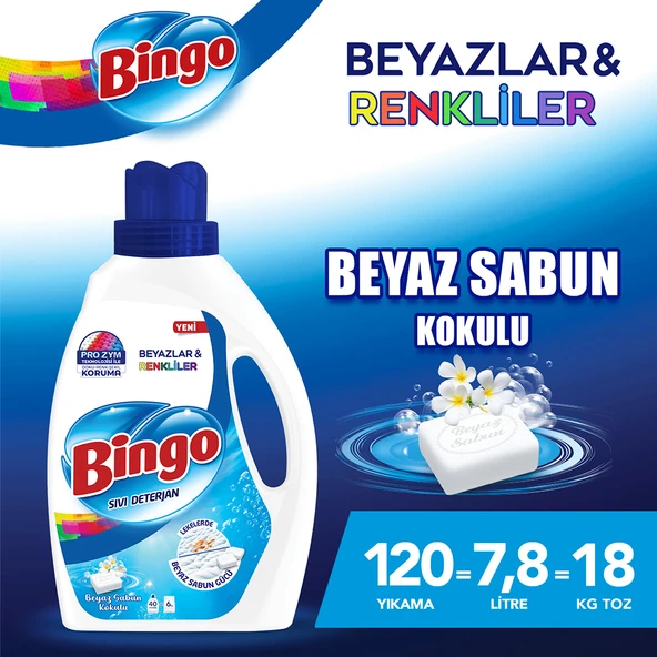 Bingo Sıvı Performans Çamaşır Deterjanı Beyaz Sabun 2600 ml 3lü - 2