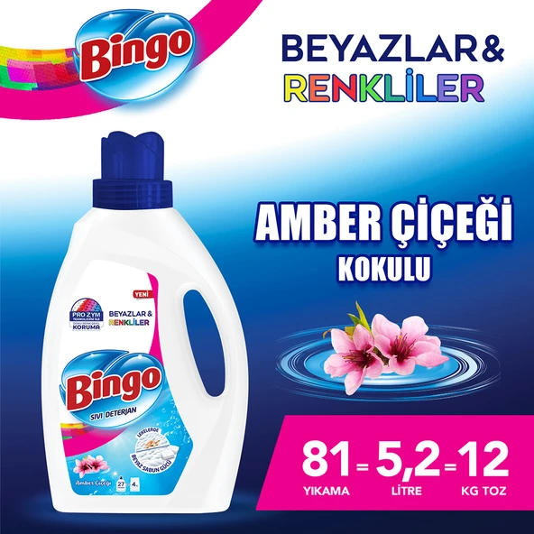 Bingo Sıvı Performans Çamaşır Deterjanı Amber Çiçeği 1755 ml 3lü - 2
