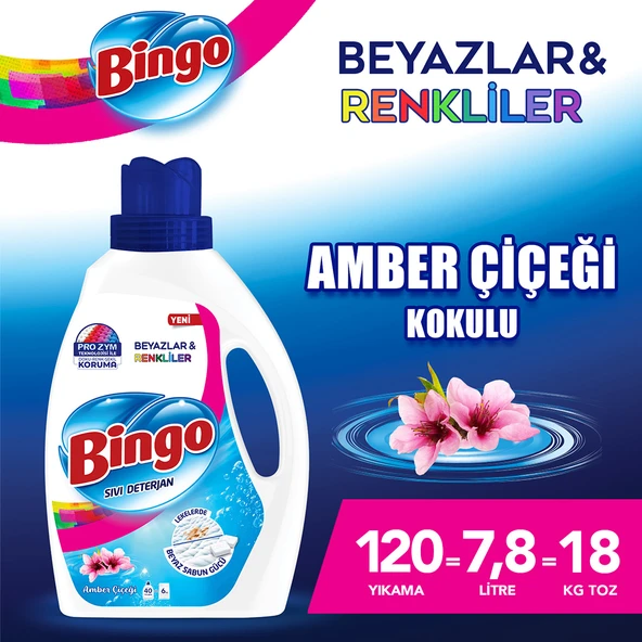 Bingo Sıvı Performans Çamaşır Deterjanı Amber Çiçeği 2600 ml 3lü - 2