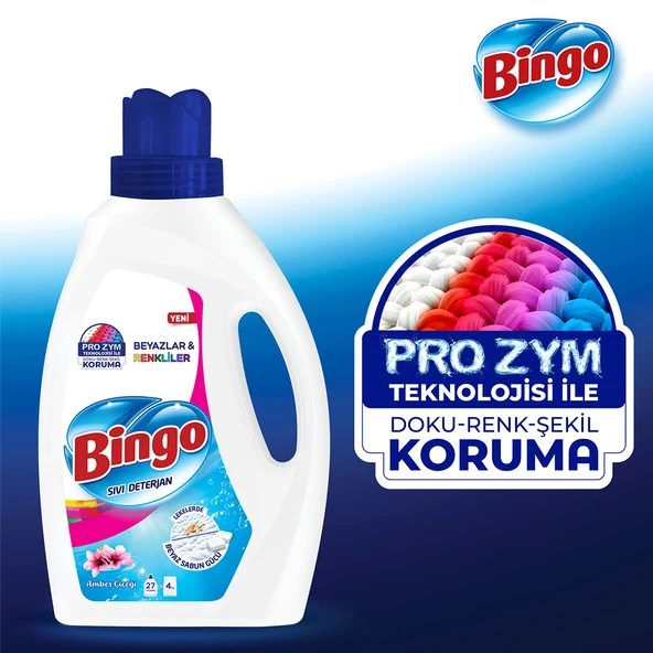 Bingo Sıvı Performans Çamaşır Deterjanı Amber Çiçeği 1755 ml 3lü - 4