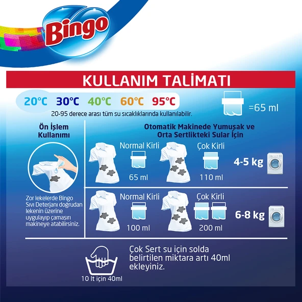 Bingo Sıvı Performans Çamaşır Deterjanı Amber Çiçeği 1755 ml 3lü - 5