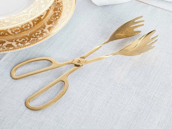 Royking Makas Maşa Salata Servisi Parlak Gold DST 016