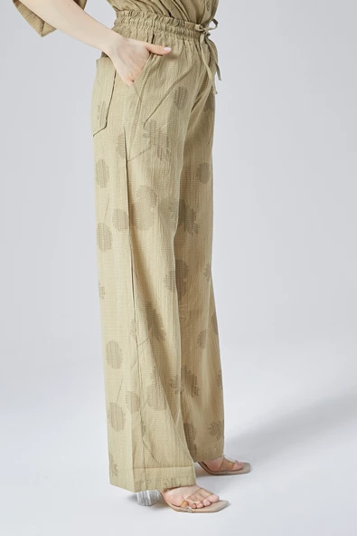 Kadın Haki Bol Paça Pantolon - Resim 5