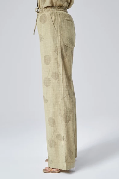 Kadın Haki Bol Paça Pantolon - Resim 3