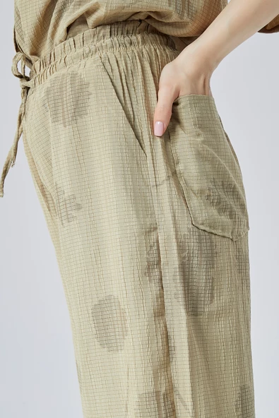 Kadın Haki Bol Paça Pantolon - Resim 6