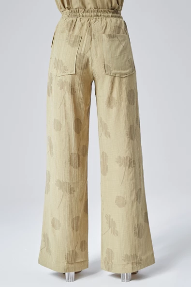 Kadın Haki Bol Paça Pantolon - Resim 4