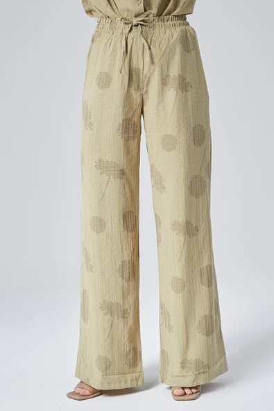 Kadın Haki Bol Paça Pantolon - Resim 2