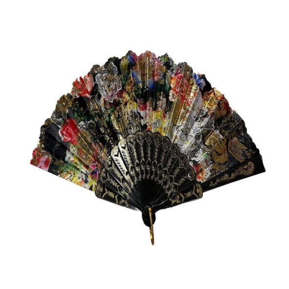 YELPAZE  Şık Doğal Serinletici 877-10 Yaldızlı Siyah Yelpaze ürün görseli