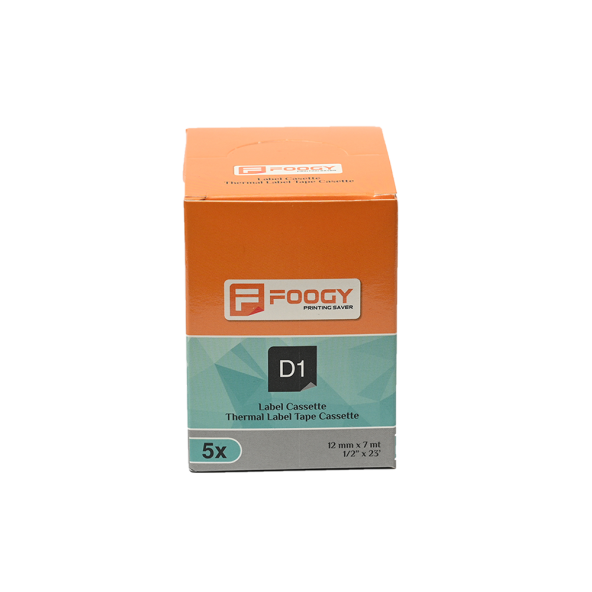 Foogy Dymo D1 Muadili Etiket Plastik Sarı - 12 mm x 7 mt - 45018 - Eko Paket 5 li - 8