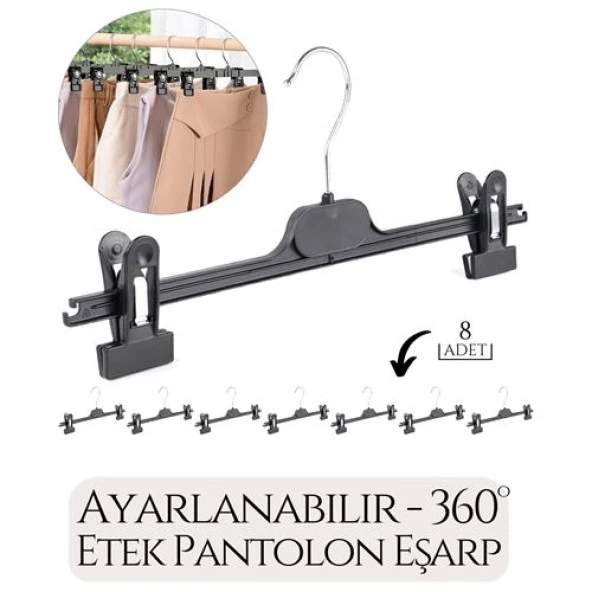 TransForMacion Etek Pantolon Eşarp Kıskaçlı Askı 8 li SET 718931