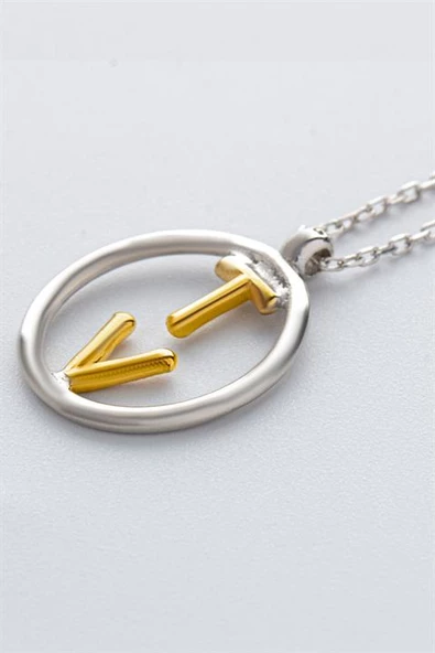 Kadın 925 Ayar Gümüş Oval Form Harf Kolye