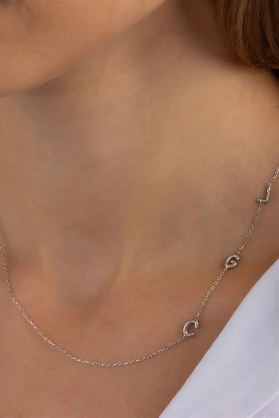 Kadın 925 Ayar Gümüş Yandan Harfli Balon Kolye