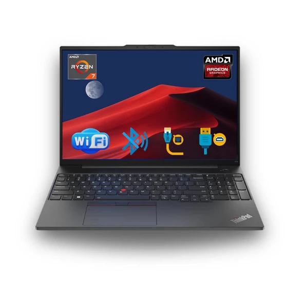 Lenovo  E16 Thınkpad 21JT0017TX ATL2 RYZEN7-7730U 8GB 256GB M.2 SSD  16" FDOS Taşınabilir Bilgisayar