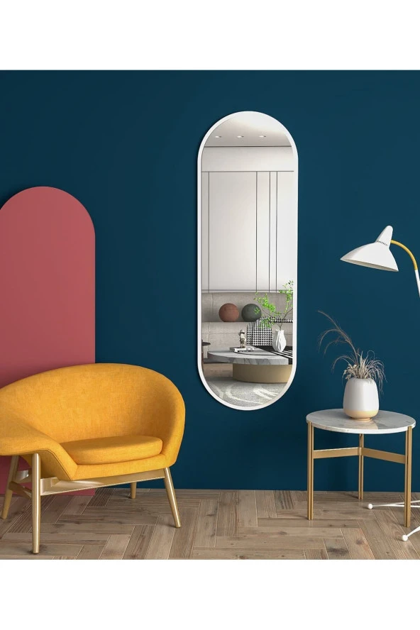 DekorLife Beyaz Oval Dekoratif Boy Aynası 150 X 50 Cm - 2