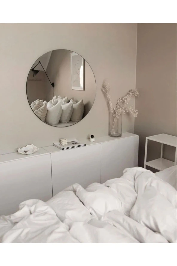 Nysamo 60 Cm Yuvarlak Ayna Dekoratif Ayna, Konsol Aynası, Hol Aynası, Dresuar Aynası - 2