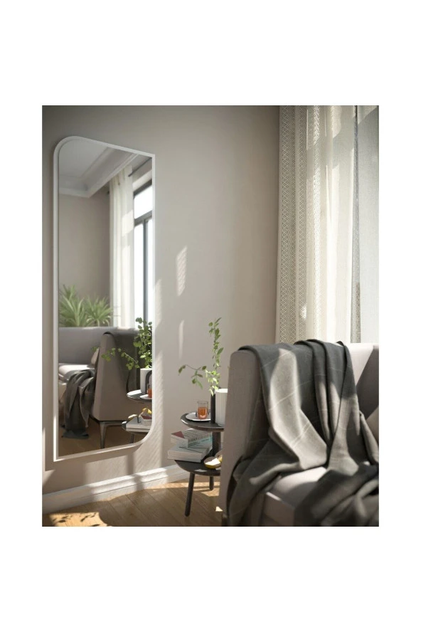 Nysamo Beyaz Çapraz Oval Dekoratif Boy Aynası 40x120 cm - 2