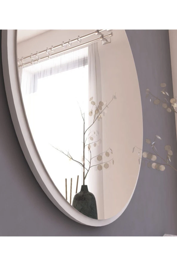 Nysamo 58 Cm Beyaz Dekoratif Yuvarlak Antre Hol Koridor Duvar Salon Mutfak Banyo Wc Ofis Aynası - 4