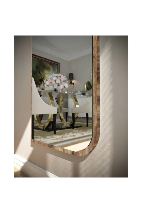 Nysamo Ceviz Çapraz Oval Dekoratif Boy Aynası 40x120 cm - 3