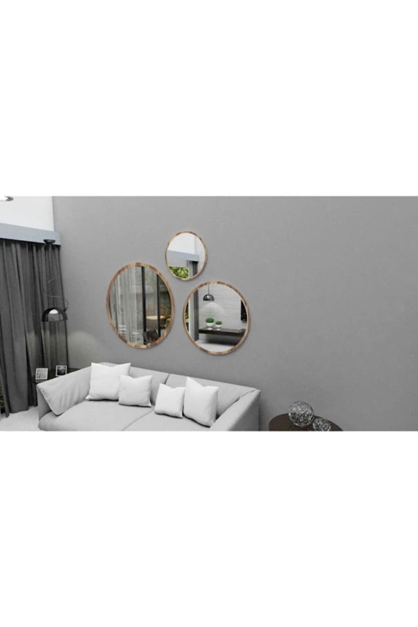 Nysamo Dekoratif Yuvarlak Ayna 3 Adet Set Banyo Salon Antre Hol Mutfak Duvar Ofis Banyo Wc