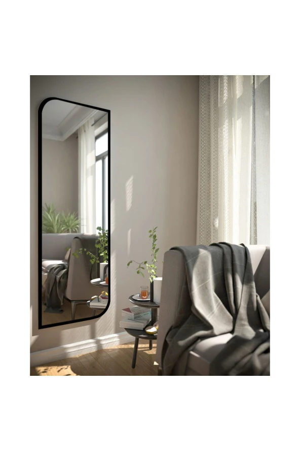 Nysamo Siyah Çapraz Oval Dekoratif Boy Duvar Aynası 50x150 Cm - 2