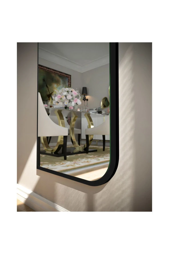 Nysamo Siyah Çapraz Oval Dekoratif Boy Duvar Aynası 50x150 Cm - 3