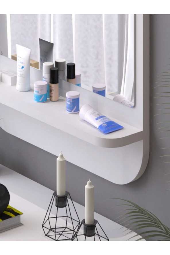 Nysamo Raflı Kare 45 cm Koridor Dresuar Konsol Duvar Salon Banyo Ofis Çocuk Yatak Oda raflı Aynası - Resim 4