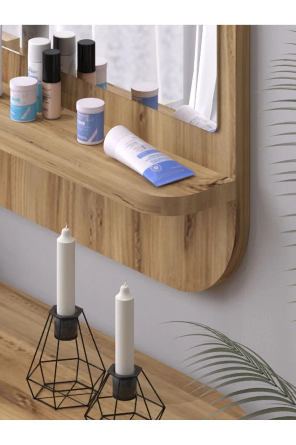 Nysamo Raflı Kare 45 cm Koridor Dresuar Konsol Duvar Salon Banyo Ofis Çocuk Yatak Oda raflı Aynası - Resim 4