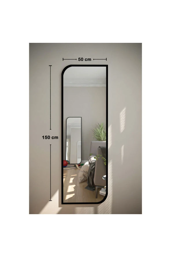 Nysamo Siyah Çapraz Oval Dekoratif Boy Duvar Aynası 50x150 Cm - 4