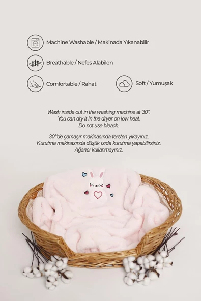 Nakışlı Bebek Battaniyesi Yumuşak Wellsoft Peluş 90x100cm Beşik Battaniyesi Hafif Yenidoğan - 10