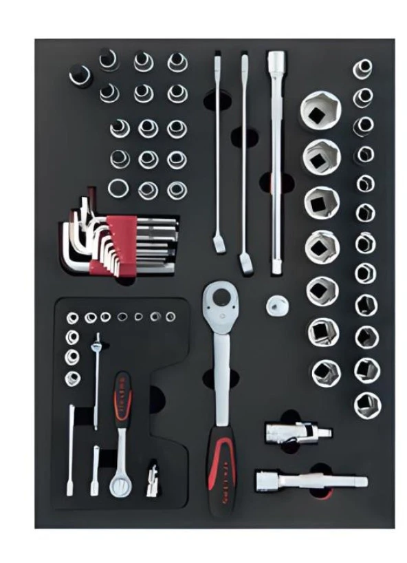 İzeltaş Elite Seri Takım Dolabı 7 Çekmece Kırmızı Siyah 139 Parça - 4