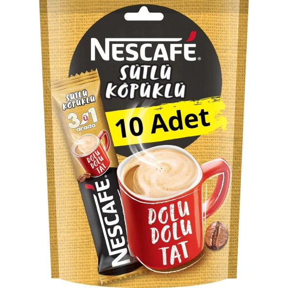 Nescafe 3'ü 1 Arada Sütlü Köpüklü Kahve 17,4 gr 10 Adet