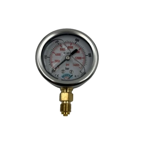 Manometre Gliserinli Alttan Çıkışlı Q63 - 0 - 1000 Bar 1/4