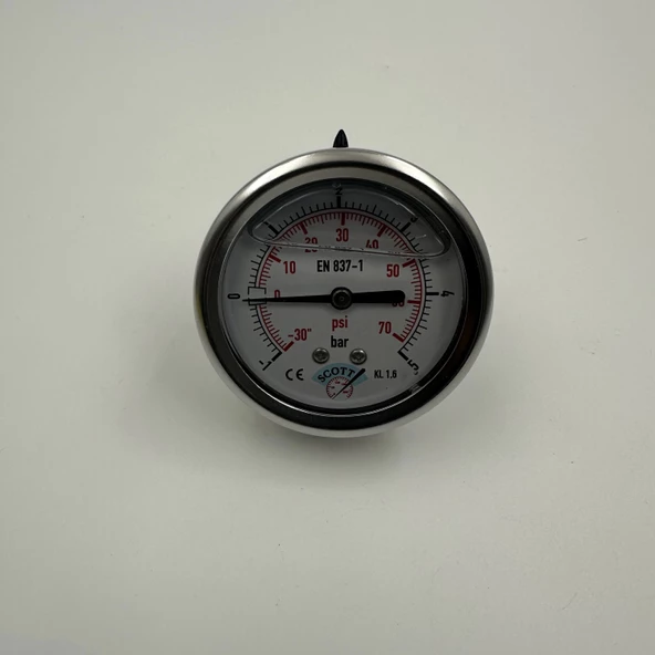 Manometre Gliserinli Arka Çıkışlı Q63 - 0 - 1 + 5 Bar 1/4 - Resim 4