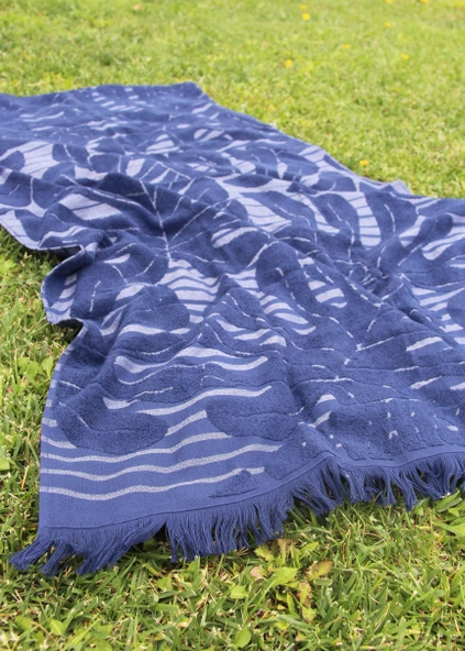 %100 Pamuk Jakarlı Desenli 90x160 cm Plaj Havlusu Baveno - 2