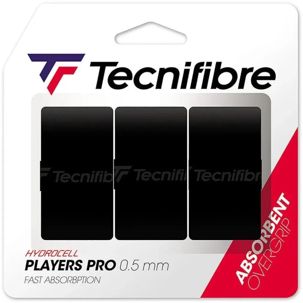 Tecnifibre Players Pro Overgrip 3'lü 0.5mm Siyah Tenis Gribi 52ATPPLABK