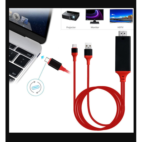 QASUL 4K Tip-C USB C - HDMI 1080 P TV 2 METRE  HDTV Kablosu - 2