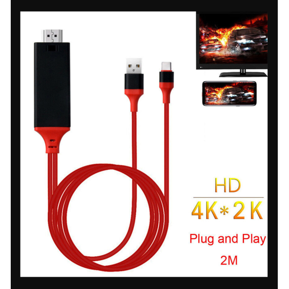 QASUL 4K Tip-C USB C - HDMI 1080 P TV 2 METRE  HDTV Kablosu - 3
