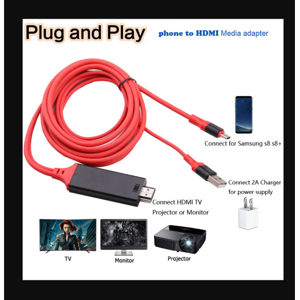 QASUL 4K Tip-C USB C - HDMI 1080 P TV 2 METRE  HDTV Kablosu - 6