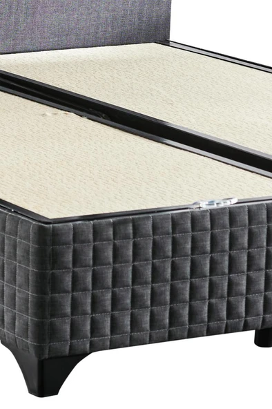 Star Baza ve Başlık Seti 200x200 cm Çift Kişilik Antrasit Keten Kumaşlı Lüks Baza ve Başlık Takımı - 7