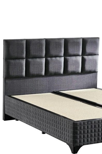 Star Baza ve Başlık Seti 200x200 cm Çift Kişilik Antrasit Keten Kumaşlı Lüks Baza ve Başlık Takımı - 3