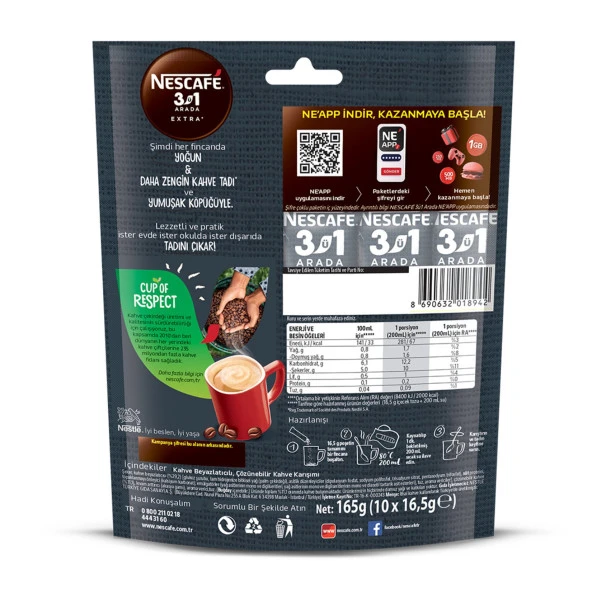 Nescafe 3'ü 1 Arada Extra Kahve 16,5 gr 10 Adet - 2