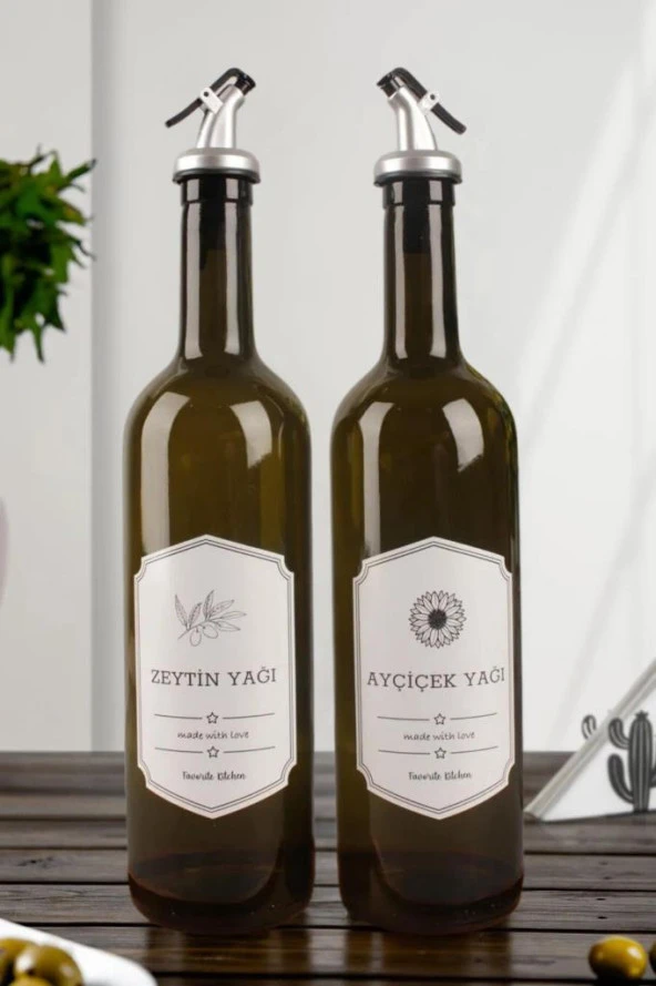 2'li 750 Ml Ayçiçek Yağı Ve Zeytin Yağı Şişesi Yağdanlık Yağlık