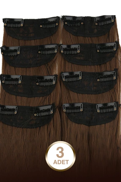 Fiber Sentetik Düz 3 Parça Çıt Çıt - Kumral - Resim 2